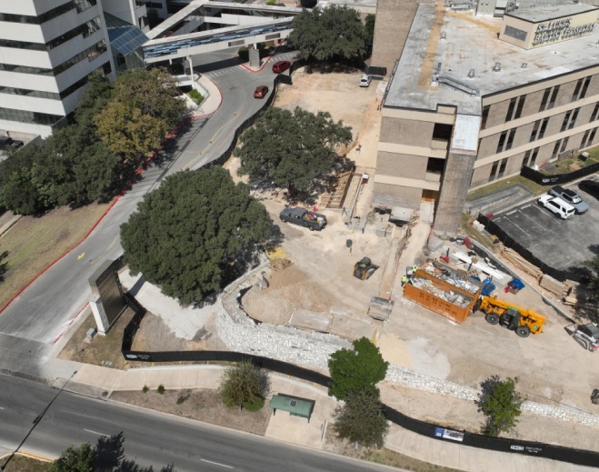 Aerial view of hospital construction site