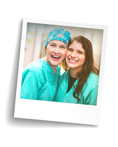 Two healthcare workers standing together