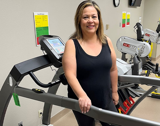 Juanita Sawchak works to strengthen her heart and body during her Cardiac Rehab session at Baptist Health Link.